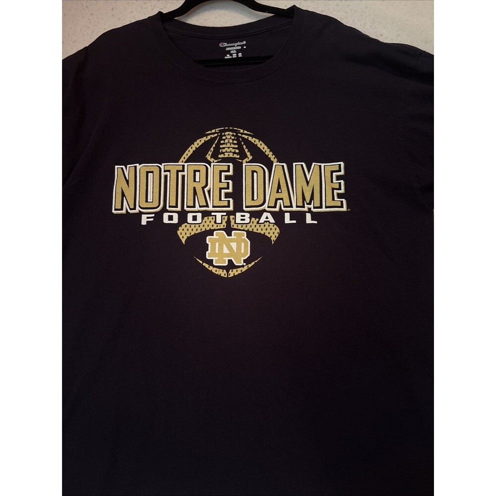 Champion Notre Dame Fighting Irish Football T-Shirt Navy Blue Men's 2XL XXL